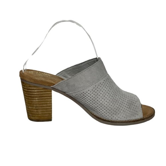 TOMS 8.5 gray suede peeptoe mules - Picture 4 of 9